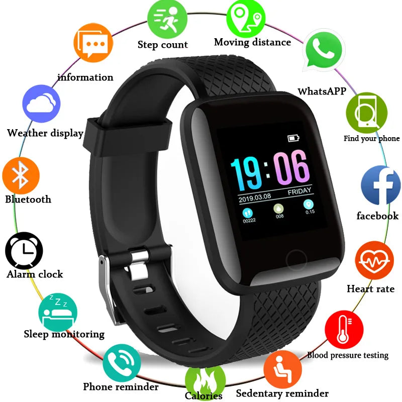 Smartwatch D13 para Homens, Monitor de Pressão Arterial, à Prova d'Água, Smartwatch para Mulheres, Monitor de Frequência Cardíaca, Rastreador de Fitness Esportivo para Android e IOS.