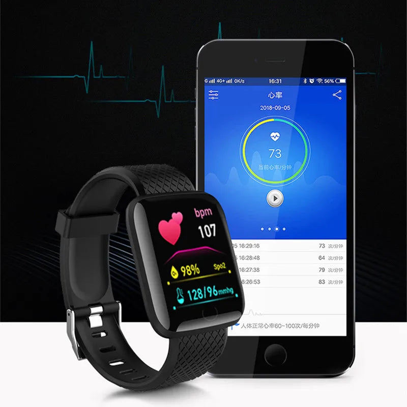 Smartwatch D13 para Homens, Monitor de Pressão Arterial, à Prova d'Água, Smartwatch para Mulheres, Monitor de Frequência Cardíaca, Rastreador de Fitness Esportivo para Android e IOS.